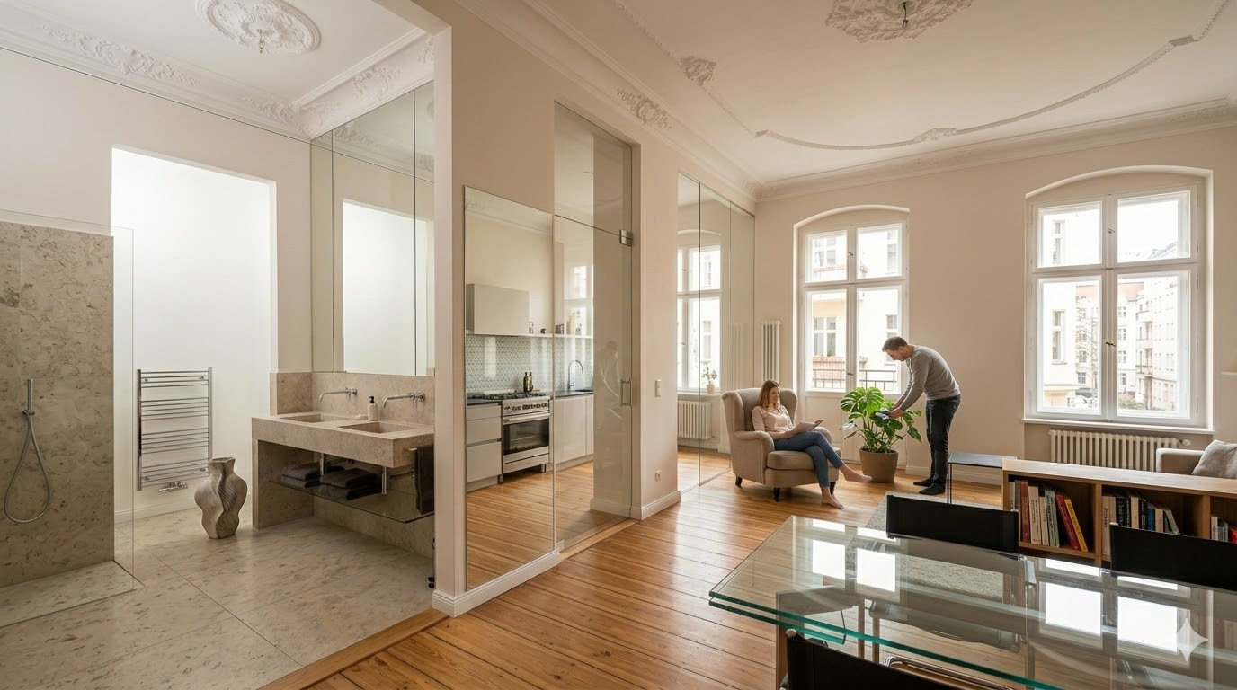 Privat- Bad, Küche, Wohnung, Altbau