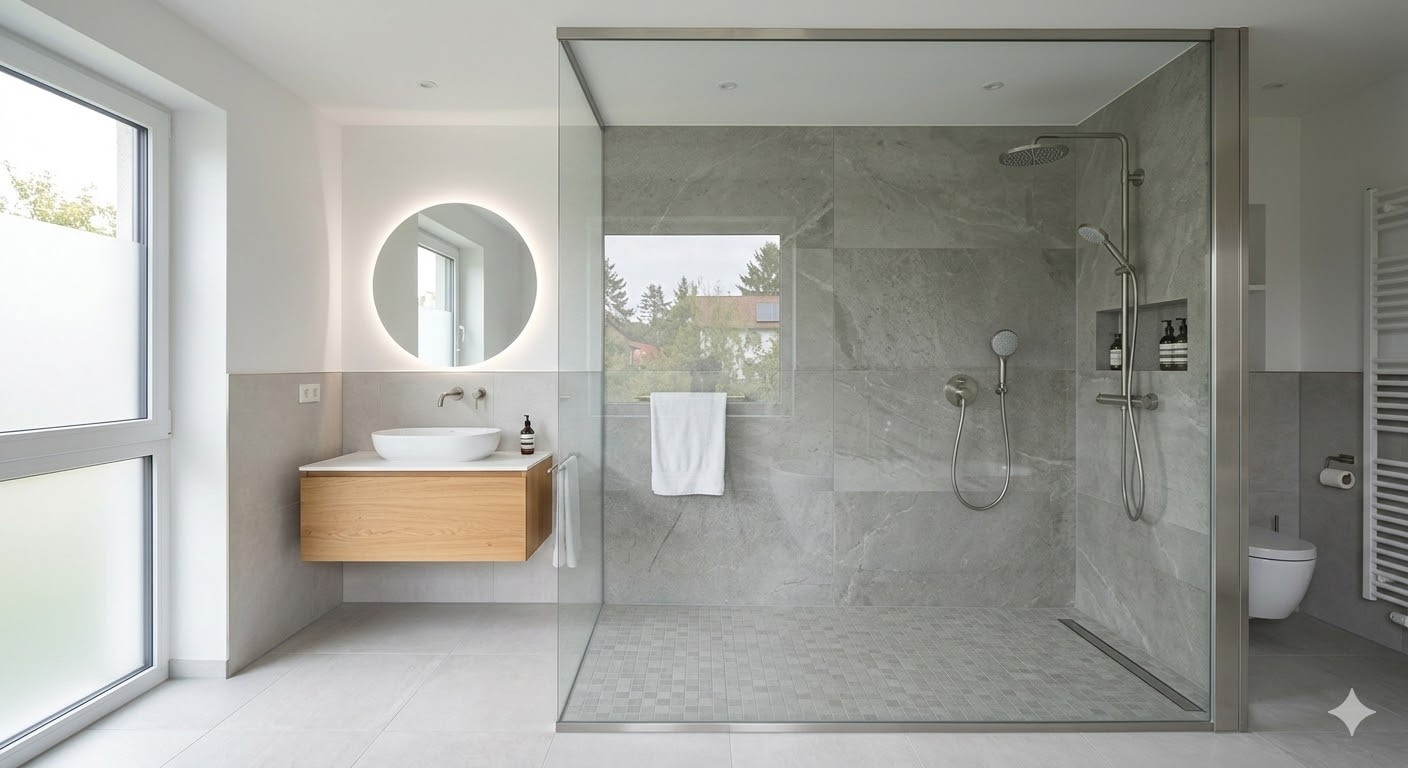 Walk-In Duschwand aus Glas